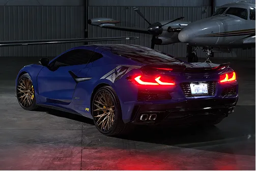 C8 E-Ray Corvette with E5 wheels — front view